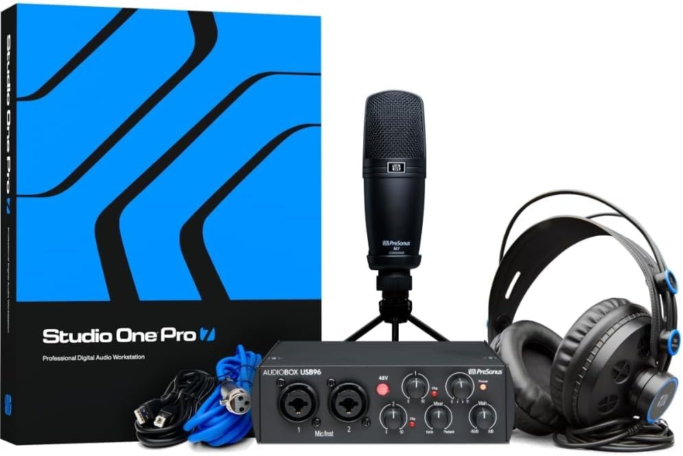 PreSonus AudioBox 96 Studio - USB-Audio-Interface, Bundle für Aufnahme und Produktion mit Mikrofon, Kopfhörer & Software, 25th Anniversary Edition