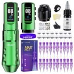 Mast Tattoo Flip4 Pro Tattoo Maschine Set Kabellose Tätowiermaschine 7 Strokes 2,5-4,5mm, 2 Akku 2000mAh für Anfänger & Profis