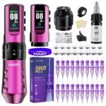 Mast Tattoo Flip4 Pro Tattoo Maschine Set Kabellose Tätowiermaschine 7 Strokes 2,5-4,5mm, 2 Akku 2000mAh für Anfänger & Profis